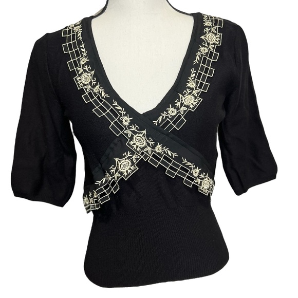 Field Flower Woman’s Floral Lace Knitted Sweater Sz M - Picture 1 of 6